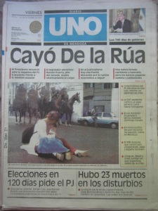 Diario UNO, 21 de diciembre de 2001.
